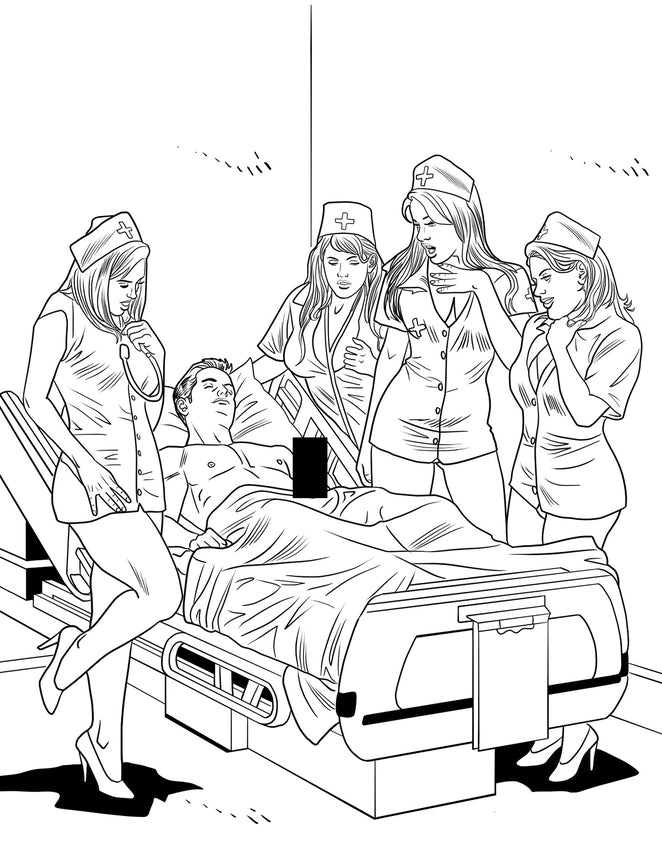 Wood Rocket XXX Nurses Coloring Book Adult Erotic Sensual Entertainment 24Page