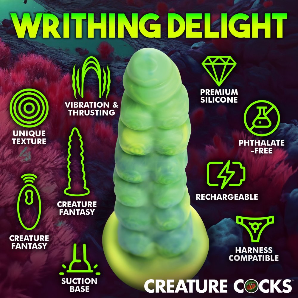 Consolador de silicona Squirmer con vibración y empuje, juguete sexual para adultos