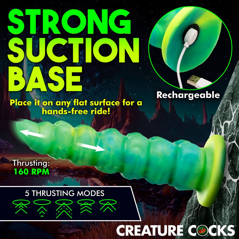 Consolador de silicona Squirmer con vibración y empuje, juguete sexual para adultos