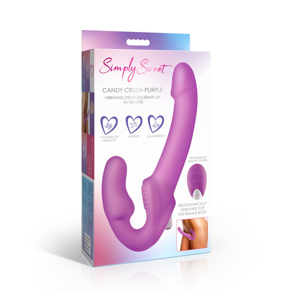 Candy Crush - Purple Vibrating Strapless Strap-On w/ Remote Adult Sex Toy