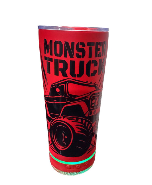 Portable Speaker Tumbler Red with lights and Bluetooth personalize 18oz Custom