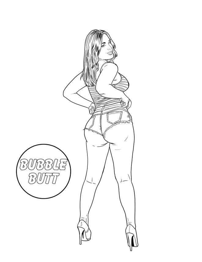Wood Rocket Sexy Butts Nude Adult Coloring Book Entertaining Novelty - 24 Pages