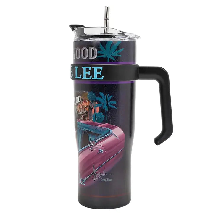 Nicole Lee 40 oz Print Tumbler with Handle HOLLYWOOD DRIVE