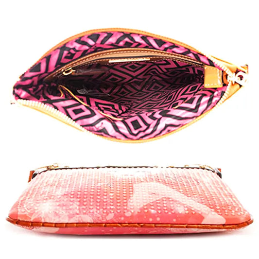 Nicole Lee Dotty Rhinestone Embellished Peach Ladies Cross Body Bag