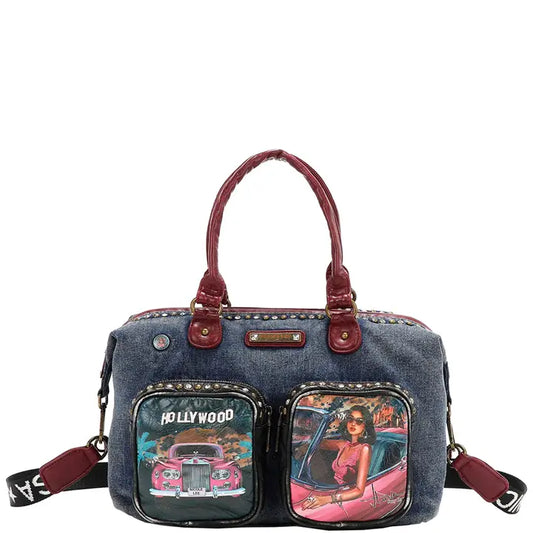 HOLLYWOOD DRIVE WASHED DENIM HANDBAG