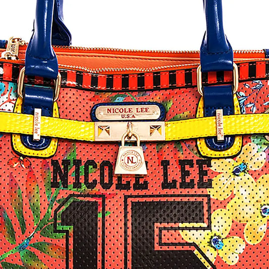 Nicole Lee Floral Satchel with Long Strap, Coral Women Bag