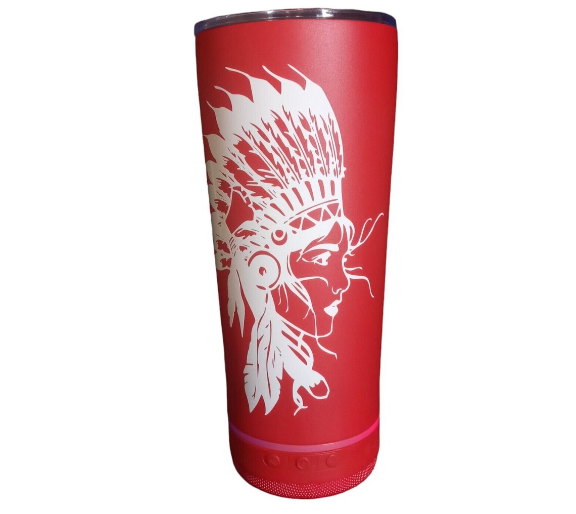 Bluetooth Speaker cup Red with White Indian Custom Design Water Resistant